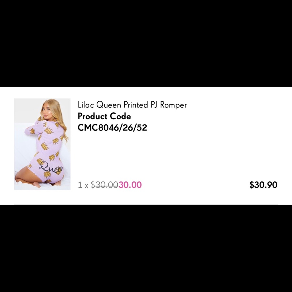 Pretty little thing pj romper size xs